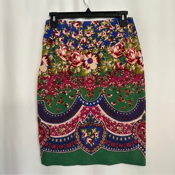 Maeve by Anthropologie Sheffield Textured Pencil Skirt Green Blue Pink sz 2 - Picture 10 of 12